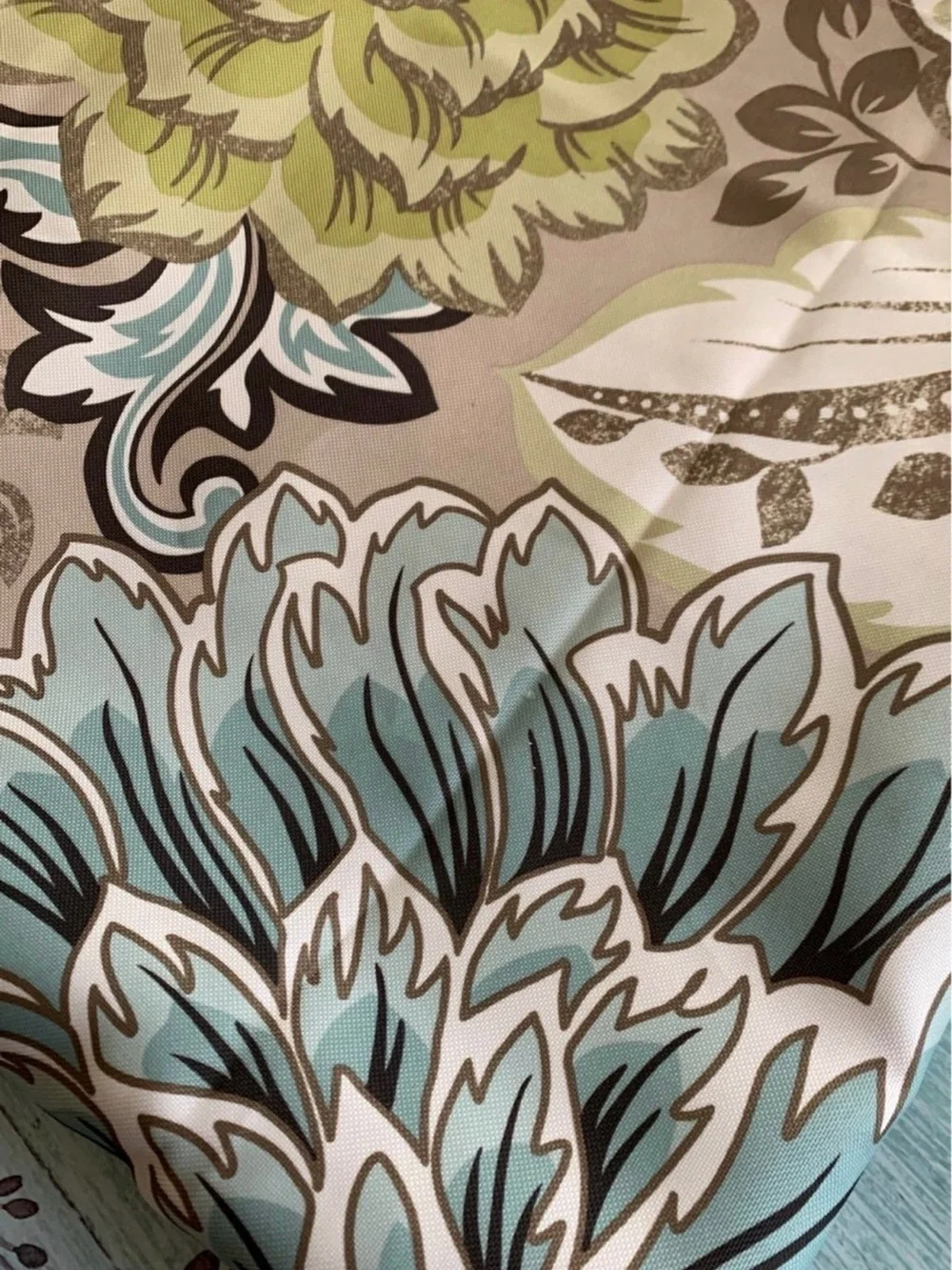 Home Classics Floral Window Curtain Panel in Teal, Green & Beige